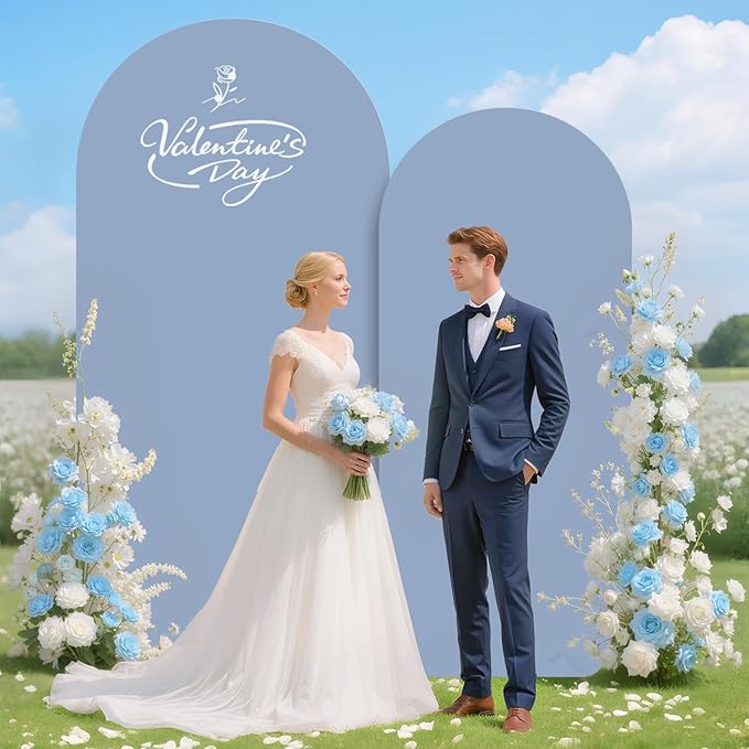Arch Backdrop Stand and Cover Set 6FT 7.2FT Dusty Blue Arch Backdrop Covers Set - Image 4