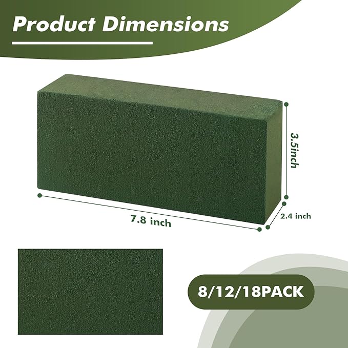 8 Pcs Floral Foam Blocks for Fresh & Artificial Flowers, 7.8" L x 3.5" W x 2.4" - Image 2