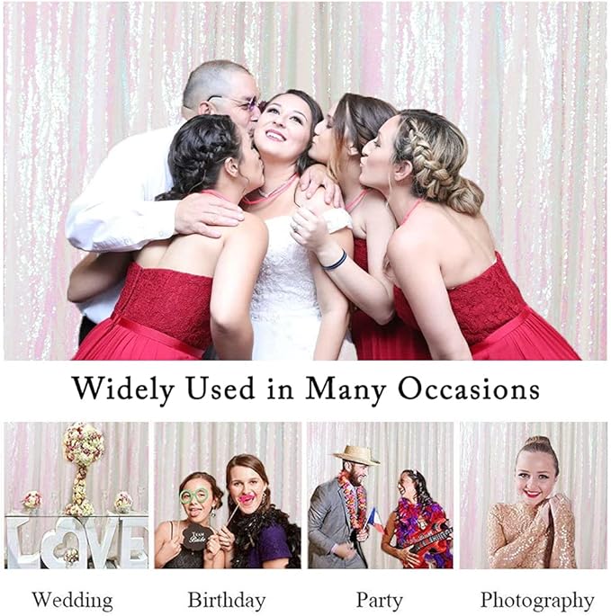 ShinyBeauty 2PCS 4x7FT Iridescent White Sequin Backdrops| Sparkle Photo - Image 6