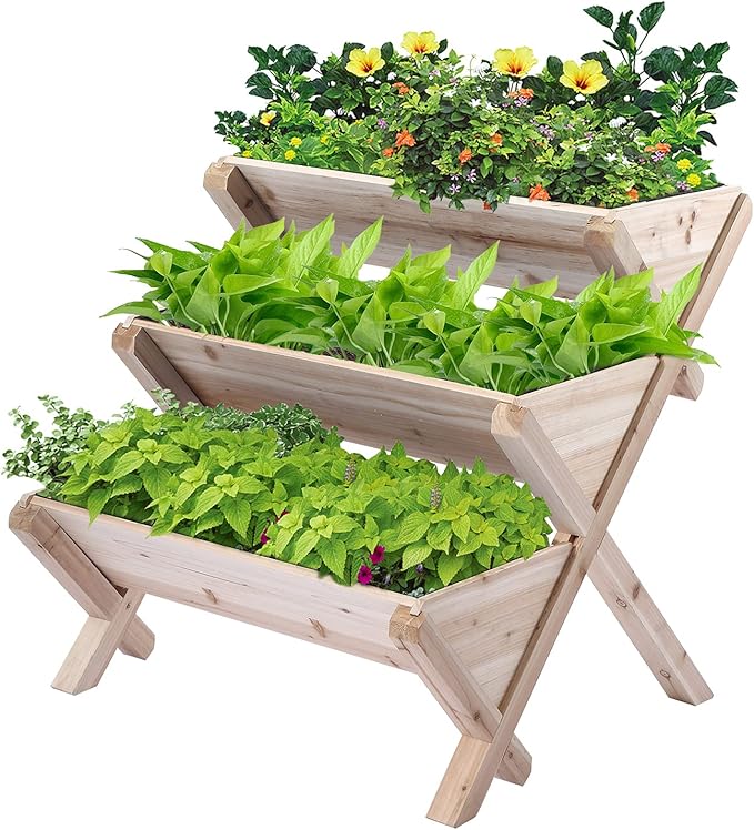 3 Tiers Wooden Vertical Raised Garden Bed by Gardeningtoenjoytheoutdoor