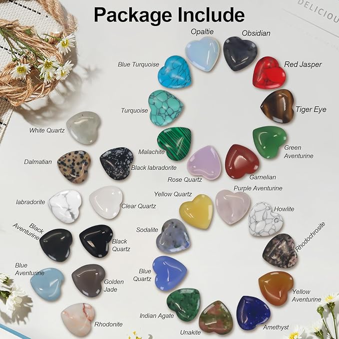 Healing Crystals, Virekm 30PCS Heart Healing Crystals Amethyst Heart Love - Image 3