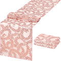Sequin Table Runners 2 Pieces Rose Gold Flower Table Runners 12x72 Inch Glitter by SoarDream