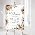 Welcome Wedding Sign Personalized, Terracotta Fall Burnt Orange Copper Wedding by CENOVACY