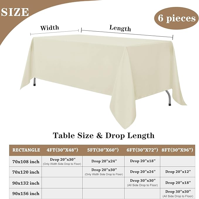 Fitable Ivory Rectangle Tablecloths - Image 5