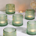 DARJEN Green Ribbed Tealight Votive Candle Holders- 6Pack Glass Candle Holders by DARJEN