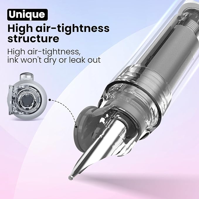 WRITECH Retractable Fountain Pen Set: Fine Nib Black Ink Pens Includes 5 Ink - Image 4
