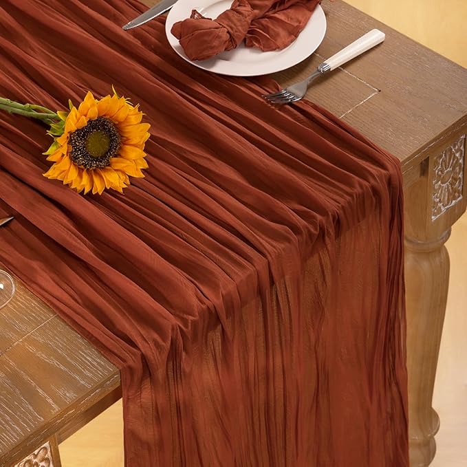 Terracotta Cheesecloth Table Runner 6 Pack Fall Burnt Orange Cheese Cloth Table - Image 7