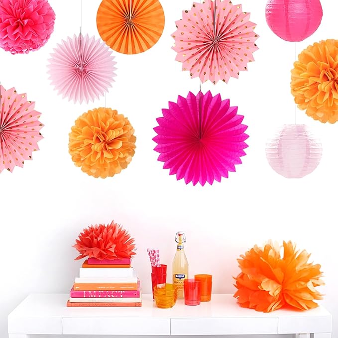 Hot-Pink Burnt-Orange Fall Party Decorations - Image 4