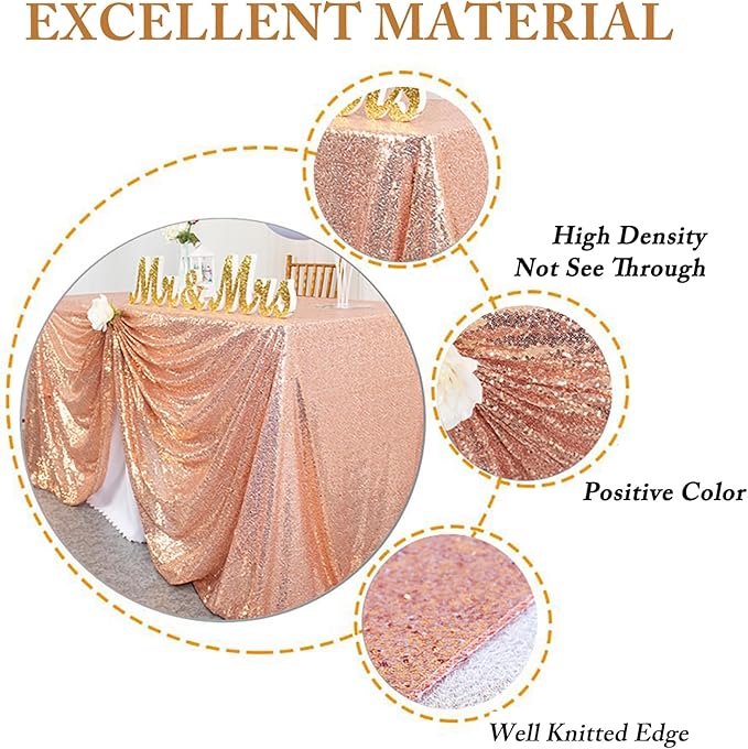 ShinyBeauty Rose Gold Table Cloths - Image 3
