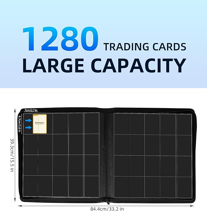 20 Pockets Premium Card Binder 1280 Cards Trading Card Binders Side Load Card - Image 5