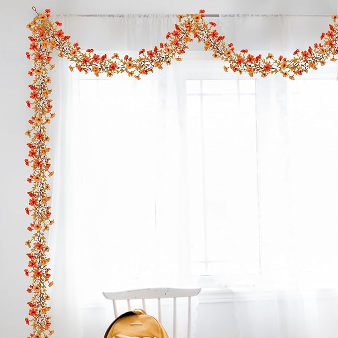2 Pack Artificial Fall Flowers Garland, 6 FT Fall Decorations UV Resistant Fake - Image 7