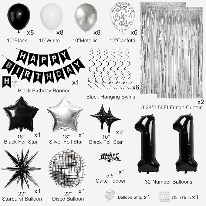 11th Birthday Decorations for Boys Girls, Fringe Curtains Kit - Image 2