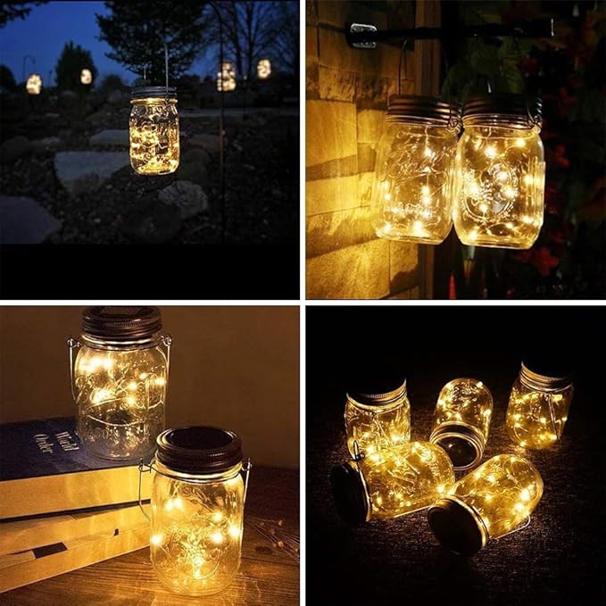 SunKite Solar Mason Jar Lights, 12 Pack 30 LED Waterproof Fairy Firefly Jar - Image 5