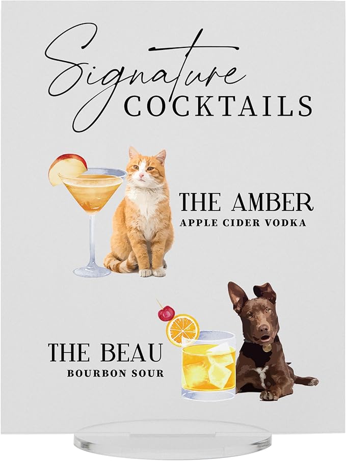 Pet Signature Drink Wedding Signs by Elation+Factory+Co.