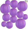 12Pcs Round Paper Lanterns Assorted Sizes by Peywot