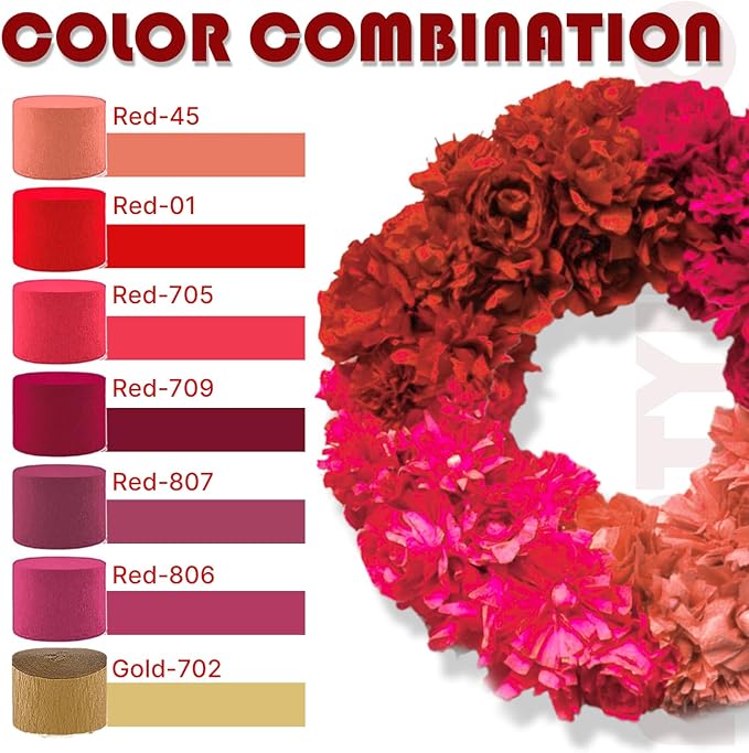 PartyWoo Burgundy Crepe Paper Streamers 4pcs 328ft Pack of Maroon Crepe Paper - Image 3
