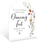 Boho Floral Dancing Feet Sign, 6 x 8 Inch White Arch Acrylic Wedding Sign by Qoqxjodd