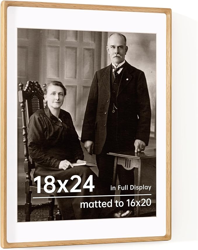 18x24 Frames USA-Sourced Natural Oak Wood Solid Wood Photo Frame Handcrafted by Dreamland