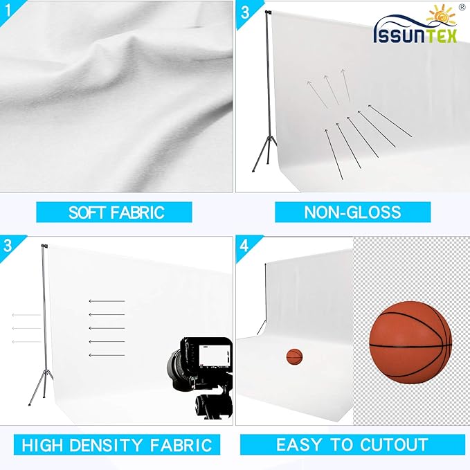 ISSUNTEX 10X12 ft Background Muslin Backdrop, Photo Studio, Collapsible High - Image 3