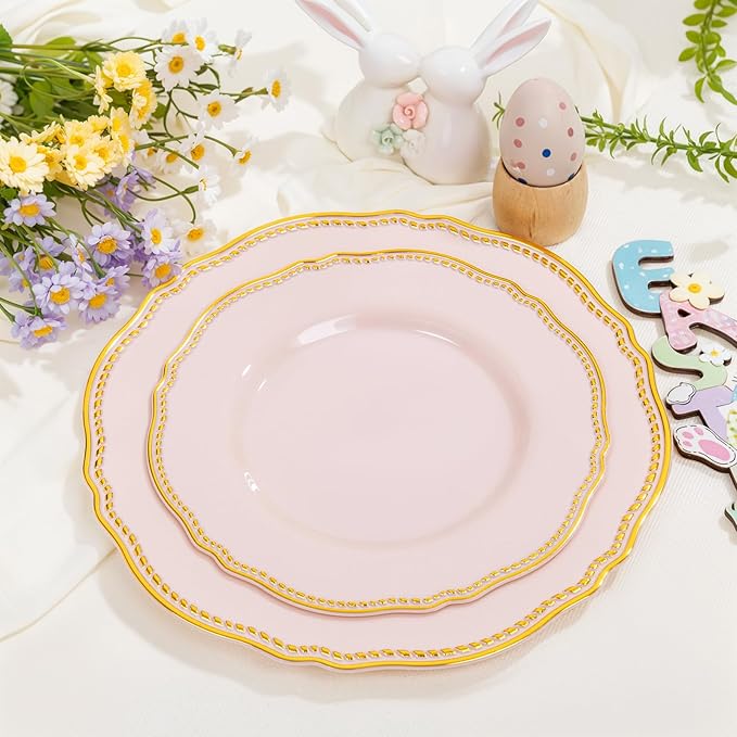 Hioasis 60pcs Pink Plastic Plates - Image 4
