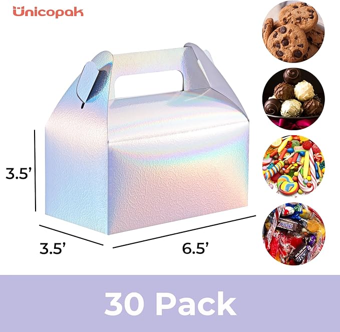 UnicoPak 30 Pcs Iridescent Gable Treat Boxes Party Favor Boxes Goodie Gift Boxes - Image 2