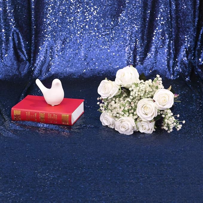 Eternal Beauty Navy Blue Sequin Backdrop, 8x8 Ft Glitter Background Curtains - Image 8
