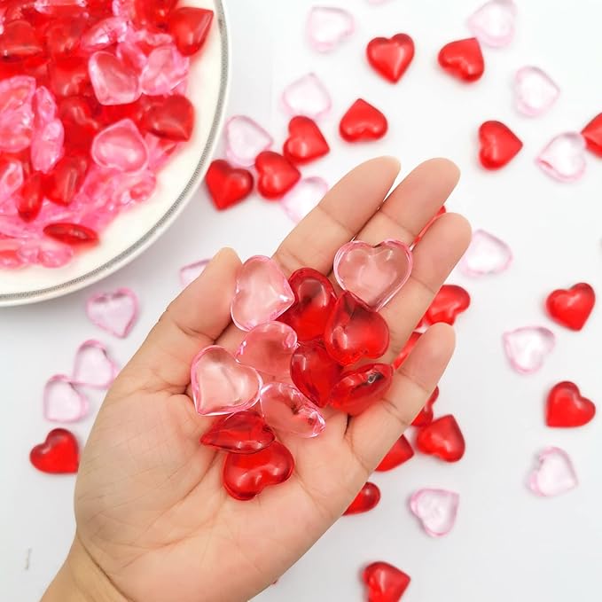 200pcs 3D Red Acrylic Heart 22 mm Acrylic Hearts Shaped Plastic Heart Vase - Image 3