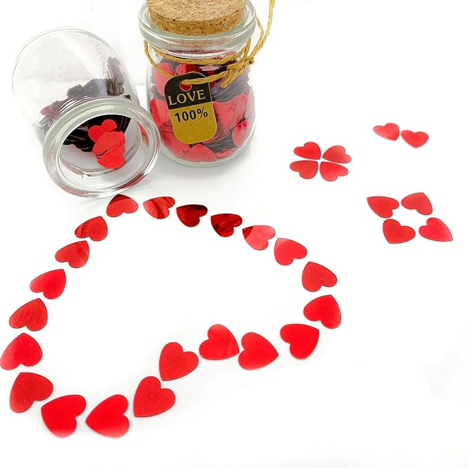 Heart Confetti Red Valentine's Day Table Confetti Metallic Foil - Image 2