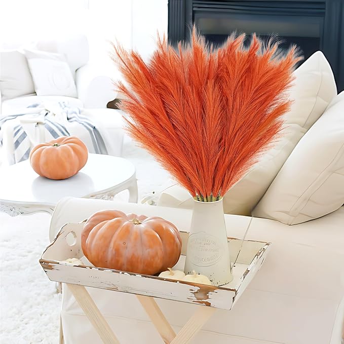8pcs Orange Pampas Grass Tall - Image 9