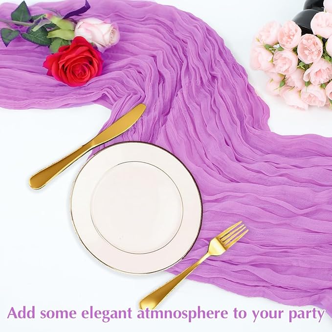 10 Pack Light Purple Cheesecloth Table Runner -21*120Inch Long Boho Wedding - Image 5
