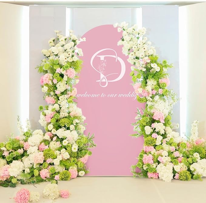 LEBENGURU Upgraded 7.2FT Wedding Arch Cover, Dusty Pink Spandex Fitted Arch - Image 2