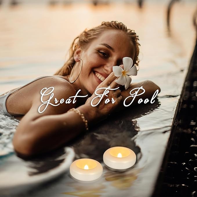 Set of 48 Waterproof Flameless Floating Tealights, 120+ Hour Warm White Battery - Image 4