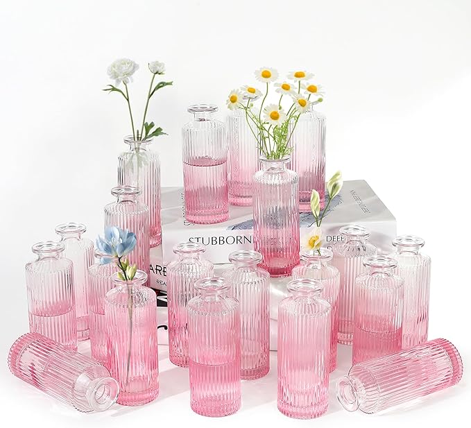 Glass Bud Vases Set of 20, Living Bud Vases, Small Bud Vase in Bulk, Mini by saiguomi