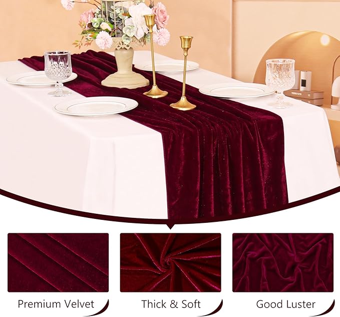 Velvet Table Runner 20 x 120 Inches 10ft Luxurious Thick Soft Velvet Christmas - Image 3