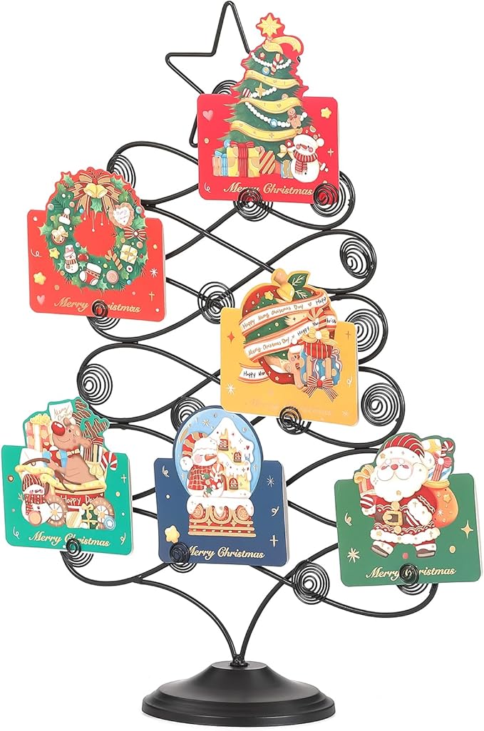 Decorative Metal Christmas Tree Card Holder, 18 Inch Tabletop Holiday Card - Image 8
