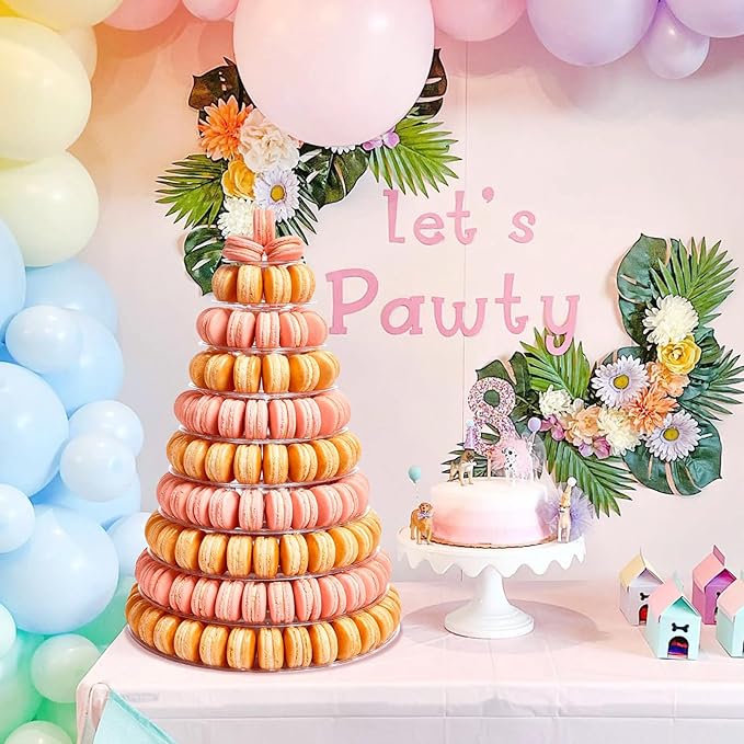 10 Tiers Macaroon Tower Stand, Round Macaron Tower Cake Display Rack Plastic - Image 5