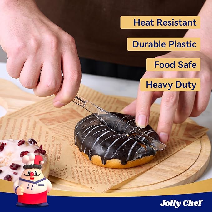 JOLLY CHEF 300 Count Clear Plastic Knives Heavy Duty, 7.7" Heat Resistant Solid - Image 3