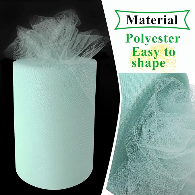 Aqua Blue Tulle Fabric Rolls 6 Inch by 100 Yards Fabric Spool Tulle Ribbon - Image 4