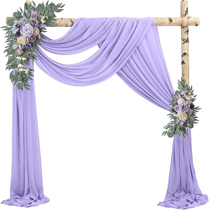 Wedding Arch Draping Fabric 4 Panels 20Ft Length x 28" Width Lilac Arch Drapes by Sunnyline