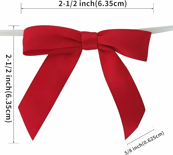 50pcs 2-1/2" Red Satin Ribbon Bows - Image 3
