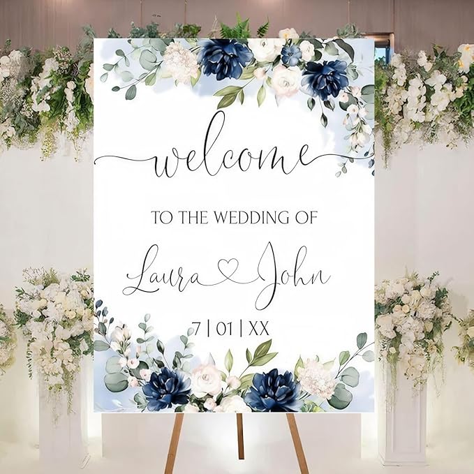 Personalized Welcome To Our Wedding Sign, Wedding Decorations, Flowers Wedding by Custom