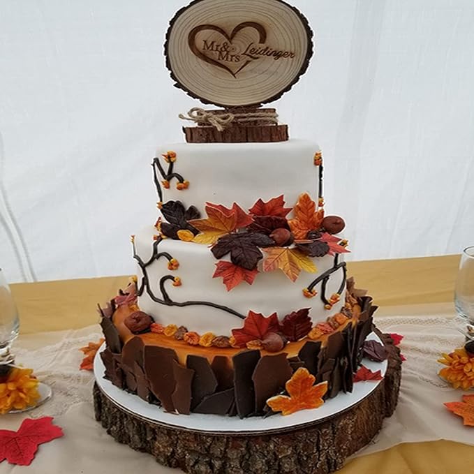 GEORLD Edible Fall Leaves Set of 48 Cake Decorations, Autumn Cupcake Topper 2 - Image 3