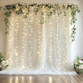 Tulle Backdrop Curtain with Lights String 10FT X 10FT Ivory Sheer Tulle by Xiomot
