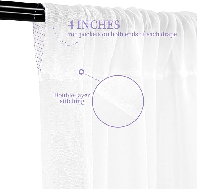 6 Panels White Ceiling Drapes for Wedding, 5ftx30ft Ceiling Drapes Cheesecloth - Image 3