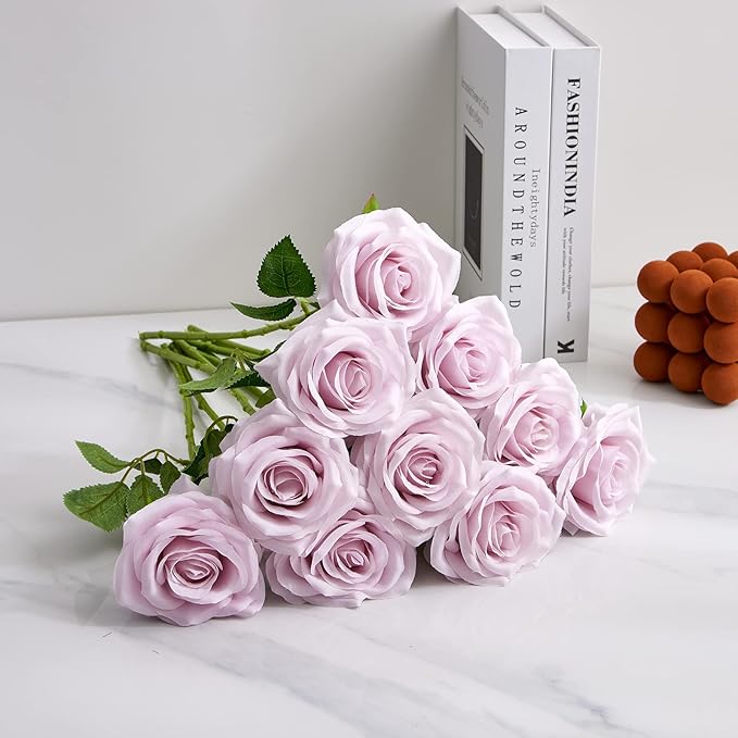 Artificial Rose 10pcs Open Flower Bouquet Faux Rose Stems - Image 5