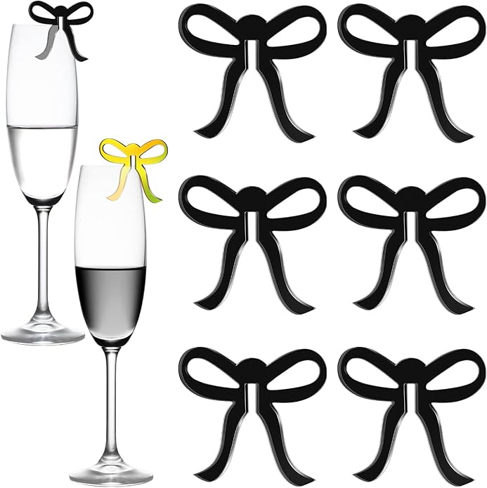 36 Pcs Bow Drink Markers Acrylic Drink Tags Bowknot Wine Glass Charms by CroBlissful