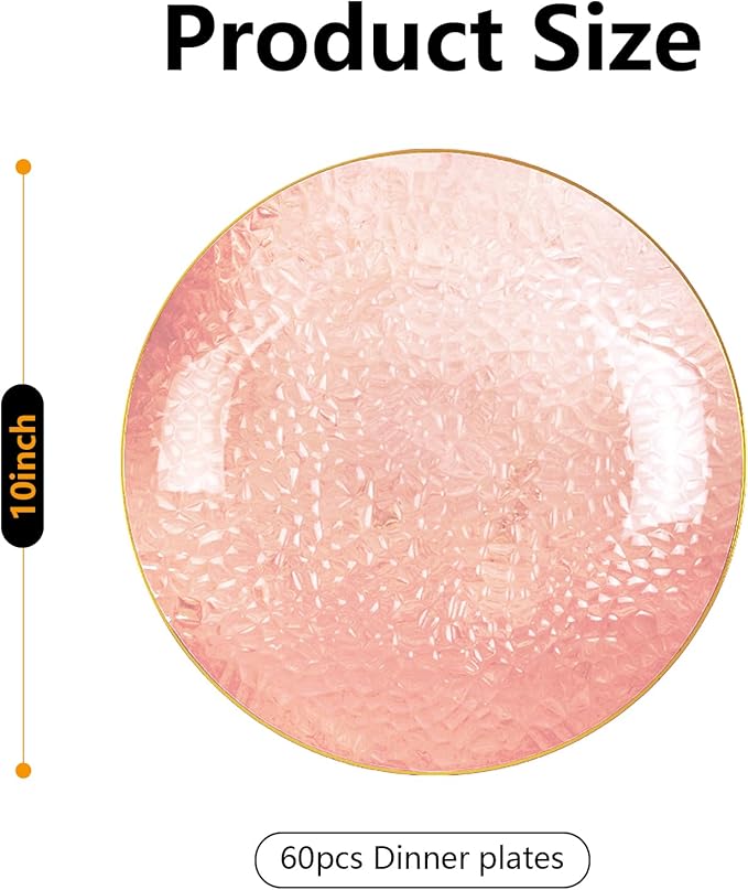 Rubtlamp 60 Pieces Pink Gold Plastic Plates - Image 2