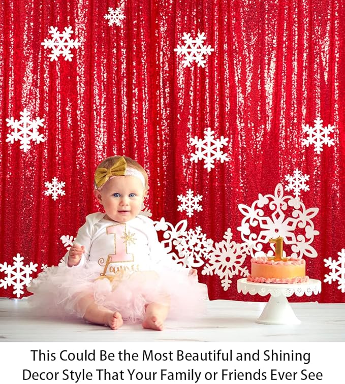 ShinyBeauty Sequin Backdrop Red 10X10FT - Image 5