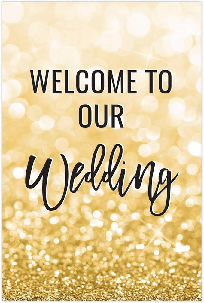 Andaz Press Extra Large Wedding Easel Board Party Sign, 12x18-inch, Glitzy Faux by AndazPress