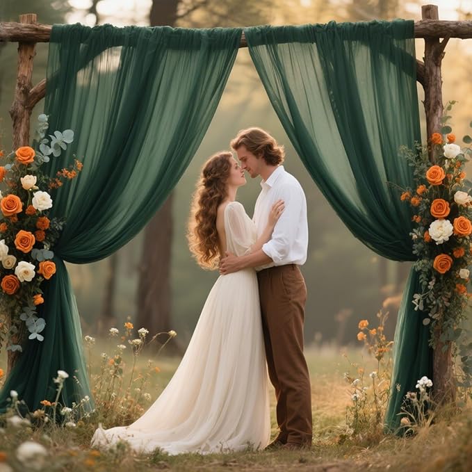 VOK Dark Green Wedding Arch Draping Fabric Chiffon Fabric, 29in x 18Ft 2 Panels - Image 5